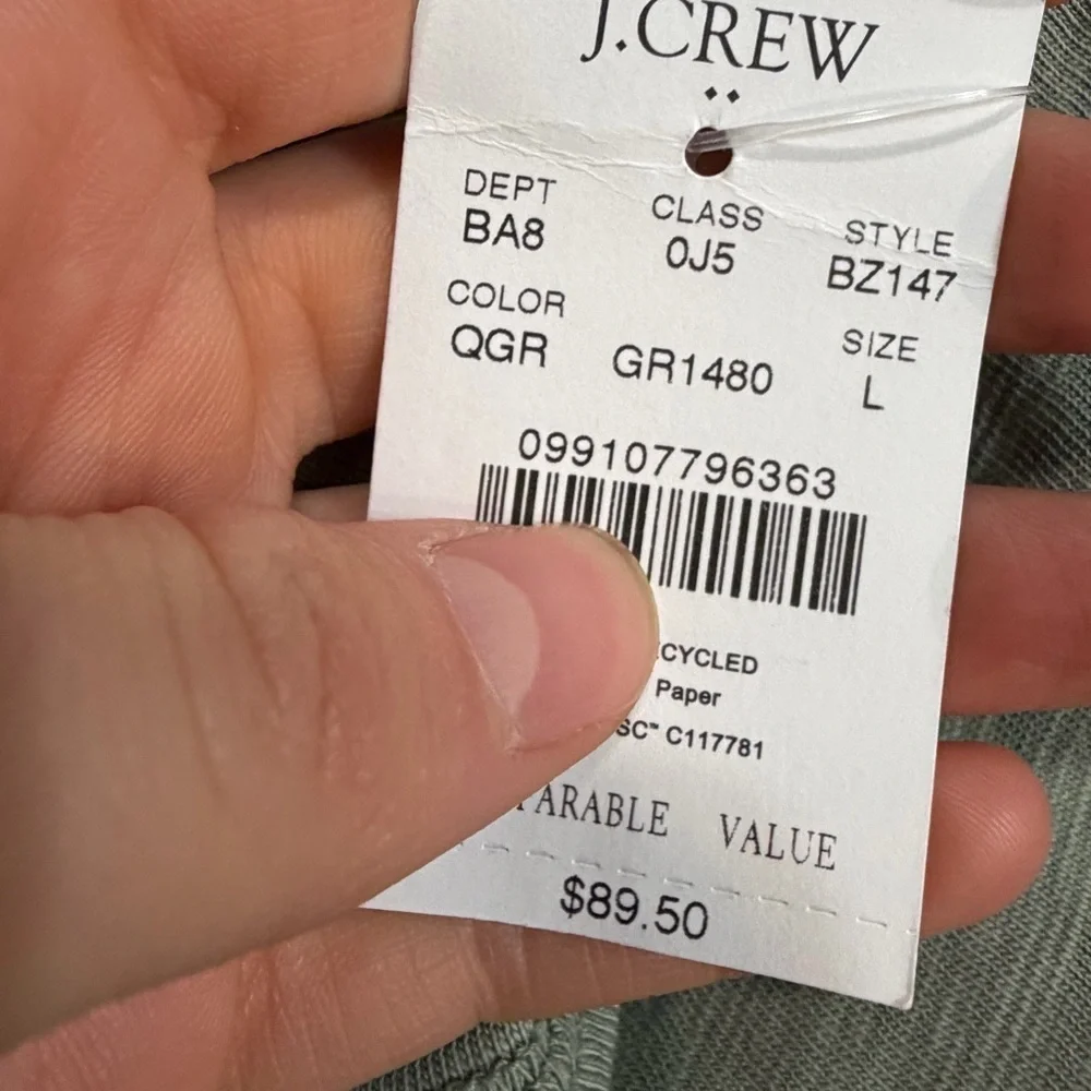 J crew Slub jersey hoodie green